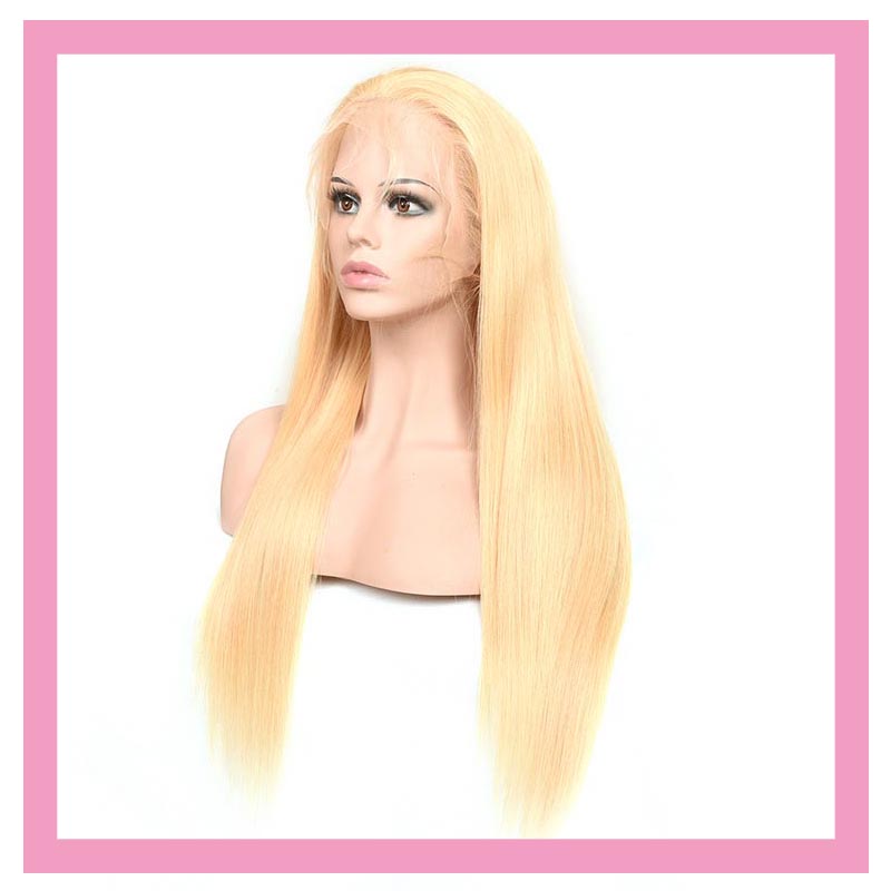 

Brazilian Virgin Hair 613# Color Lace Front Wigs Straight Human Hair Blonde 13x4 Lace Front Wigs Adjustable Strand 10-30inch, Blonde 613#