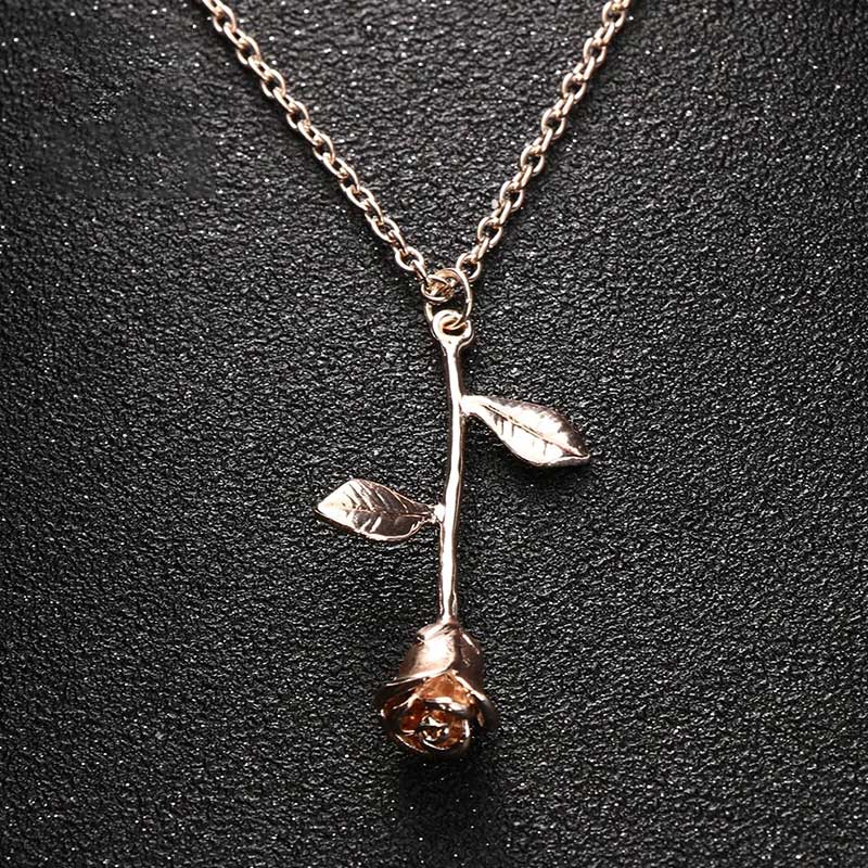 

Delicate Rose Flower Pendant Necklace Charm Gold Silver Plated Beauty Rose Jewelry Necklace Silver Plated Charm Valentine Gifts