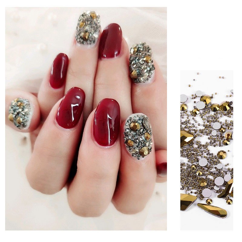 

1 Box Nail Art Rhinestones Multi Shapes Flatback Diamonds Crystals Beads Gems Mixed Sizes for Nail Art Decorations DIY Design