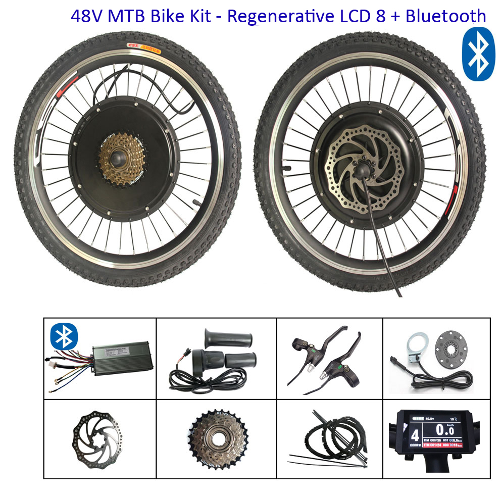 

20 inch Electric e Bike Conversion Kit 48V 1000W Bicycle Hub Motor Front Rear Wheel Conversion Kits with Regenerative LCD display bluetooth
