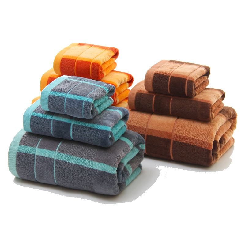 

New 3pcs/Set 100% Cotton Towel Set for Men toalla 2pc Face Washcloth Hand Towel 1pc Bath Camping Shower Towels Bathroom