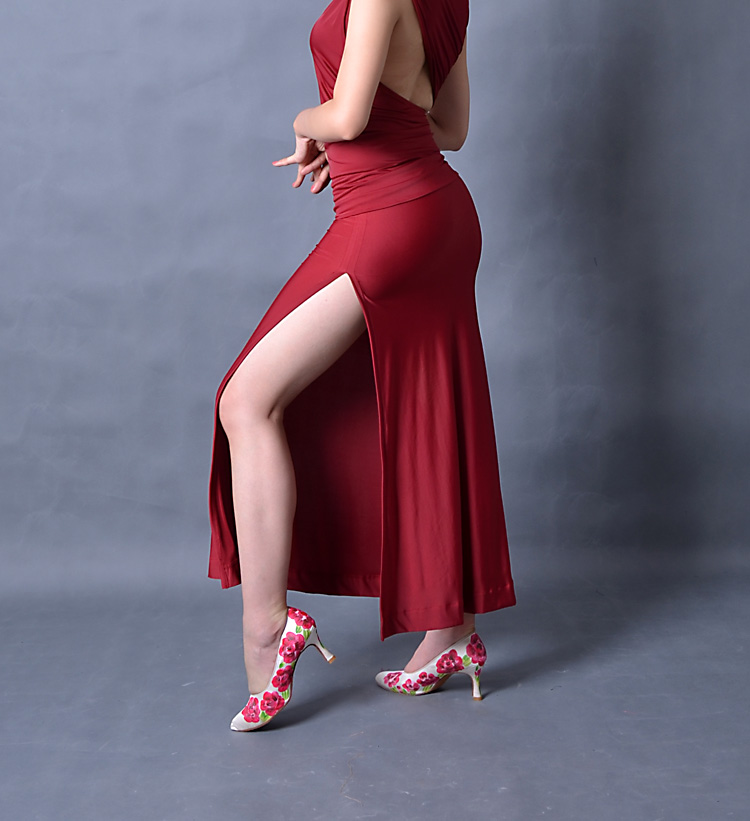 

New Lady's/Girls Latin Skirt Salsa/Tango/Rumba Dacning Cha Cha Adult/Women Ballroom Dance Skirt Side slits Dance Red Black Blue, Just skirt