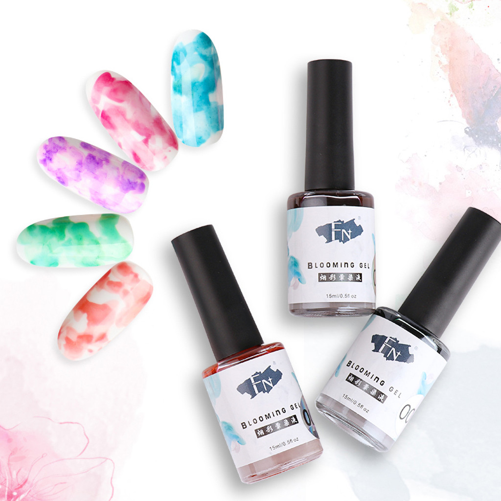 

Gel nail polish base and top coat not easily scratched Nail Polish Set Blossom Watercolor Marble Ink Y613