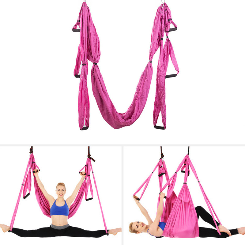 

Yoga Inversion Device Home Gym Hanging Belt Anti gravity Aerial Yoga Ceiling Full Set 6 Handles Hammock Flying Swing Trapeze, Blue