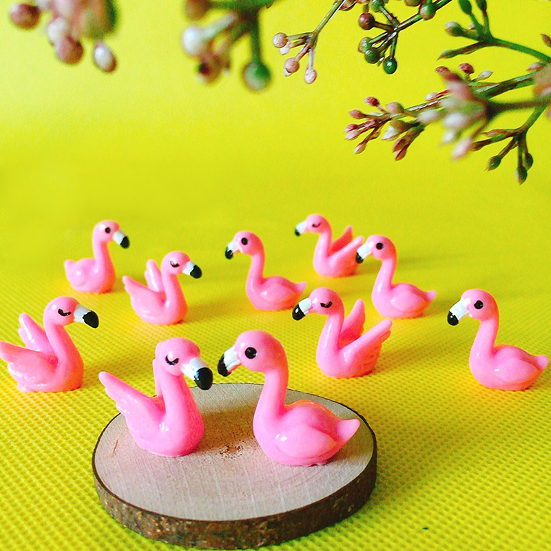 

10 Pcs/Flamingo/doll house//miniatures animals birds/lovely cute/fairy garden gnome/moss terrarium decor/crafts/figurine/diy supplies