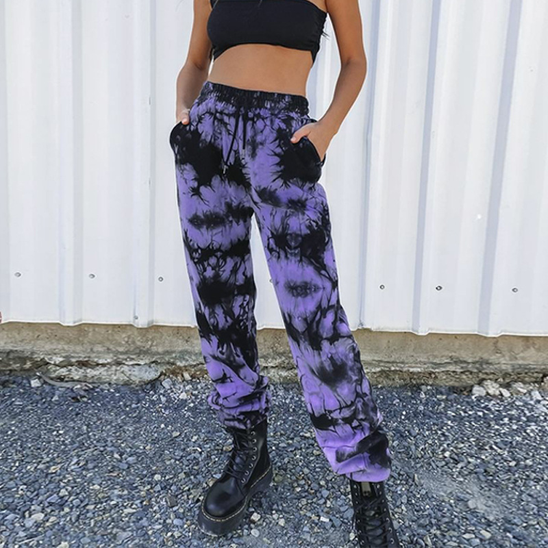 

Streetwear Tie Dye Sweatpants Women Jogger Harem Pants 2020 Summer Casual Cotton Camo Print Pants Long Trousers Pantaloni, Purple