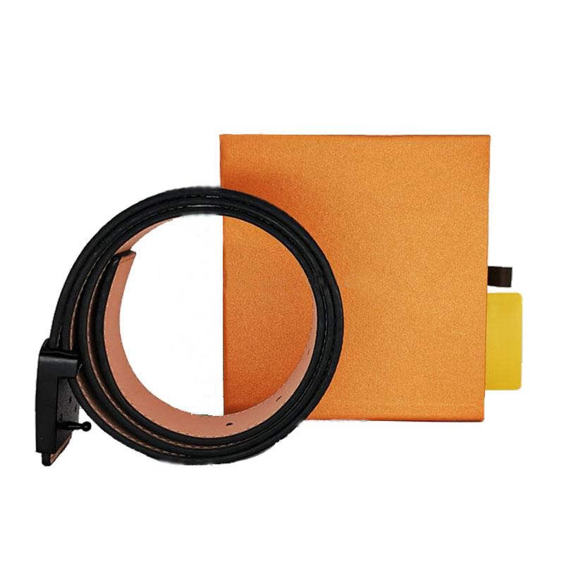 

Fashion Belts for Mens Belts Casual Belt Cool Belt Leather Business Belts Women Big Gold Silver Black Buckle Gift with Box, Orange box
