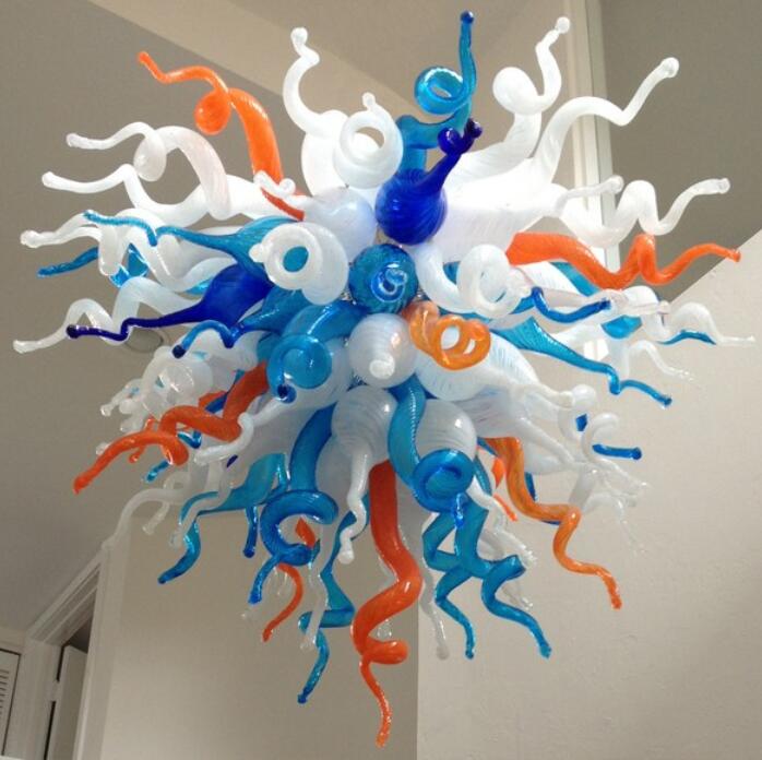 

Wedding Centerpieces Colored LED Pendant Light Lamps Designed Hand Blown Glass Chandeliers Pretty Hotel Decoration Chain Ceiling Chandelier