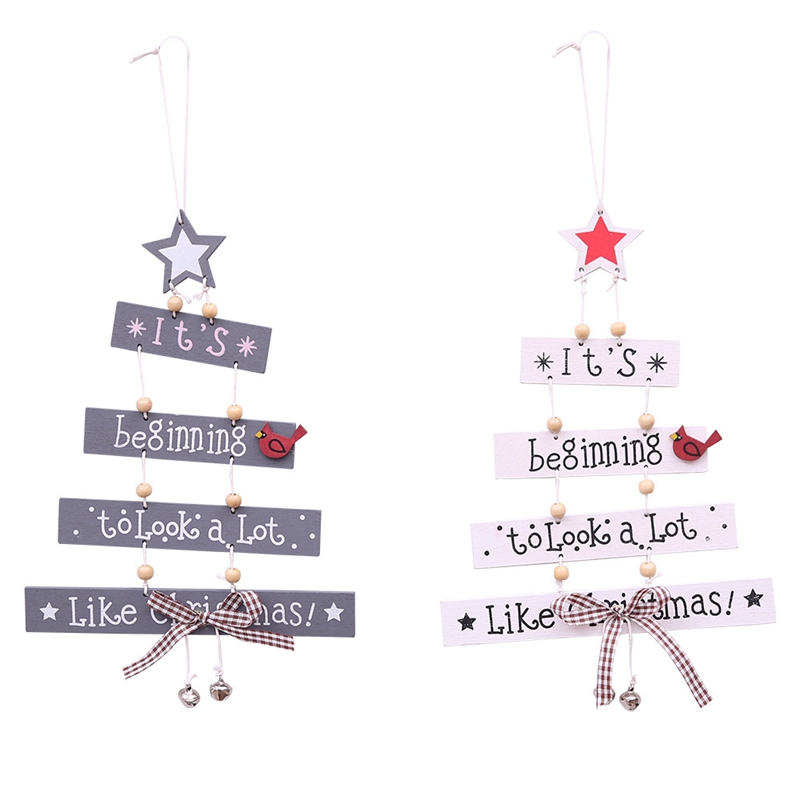 

1Pc White Gray Xmas Wooden Pendants Ornaments Kid Gift For Christmas Party Xmas Tree Ornament Wood Crafts Decorations
