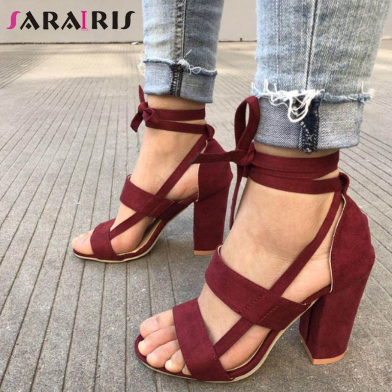 

SaraIris Open Toe Ankle Strap Block Heel Sandals Women 2020 Sexy Summer Sandals Ladies Summer Solid Shoes, Black
