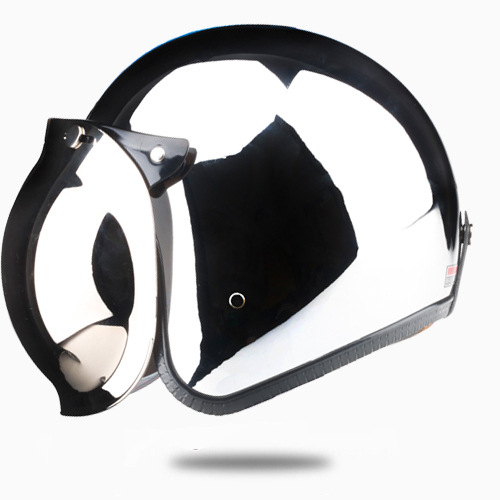 

Open Face Motorcycle Helmet Vintage Kask Capacete Chrome Silver Retro Casque Mirror Pilot Jet Moto 3/4 Half Casco DOT 513, Multi-color