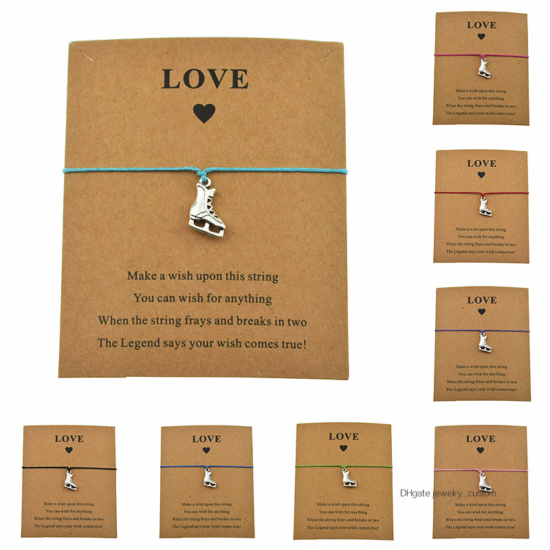 

8 Colors New Casual Sports Ice Skate Shoes Boots Skating Charm Love Paper Card Make A Bracelets For Women Men Gifts Jewelry