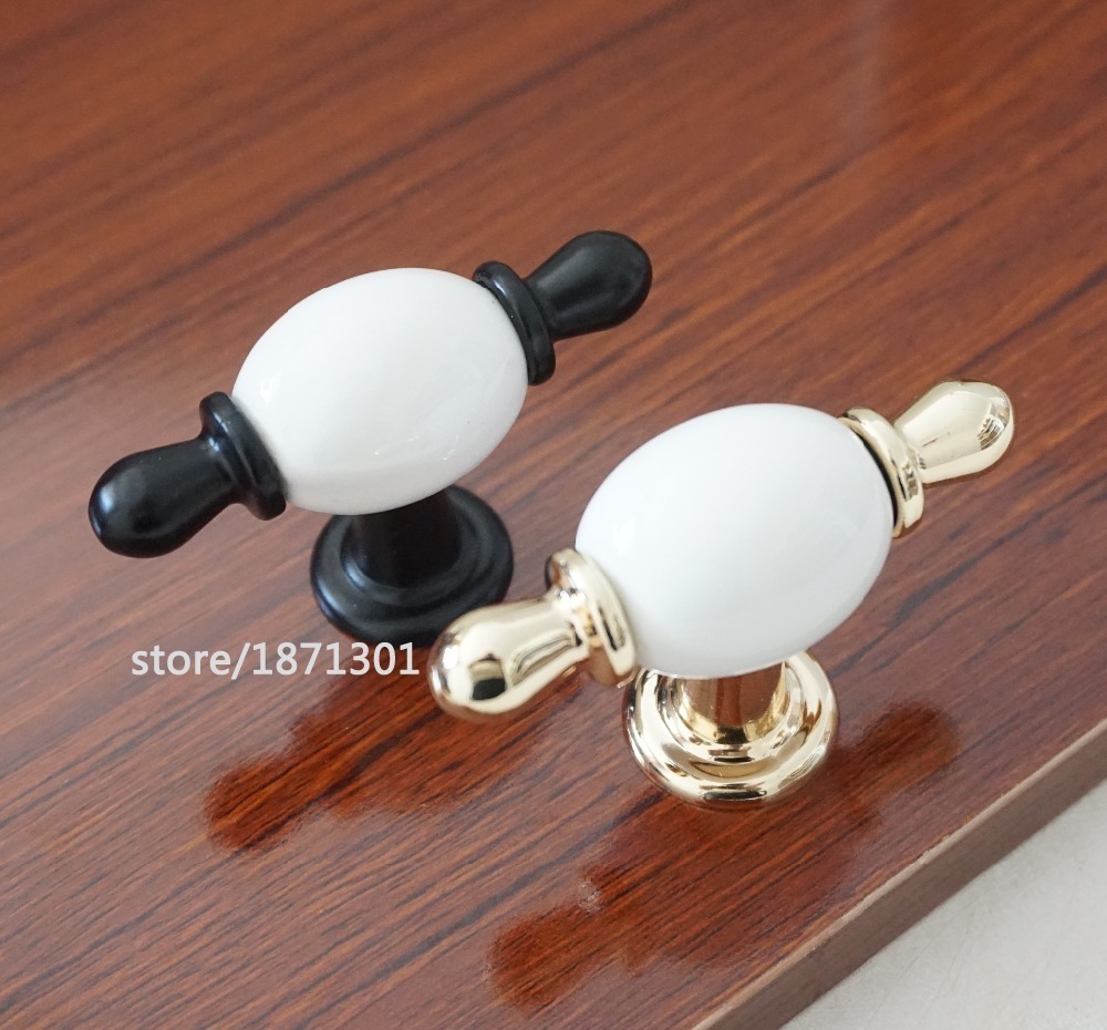 2019 Unique Ceramic Drawer Knobs Door Pulls Knobs Black Gold