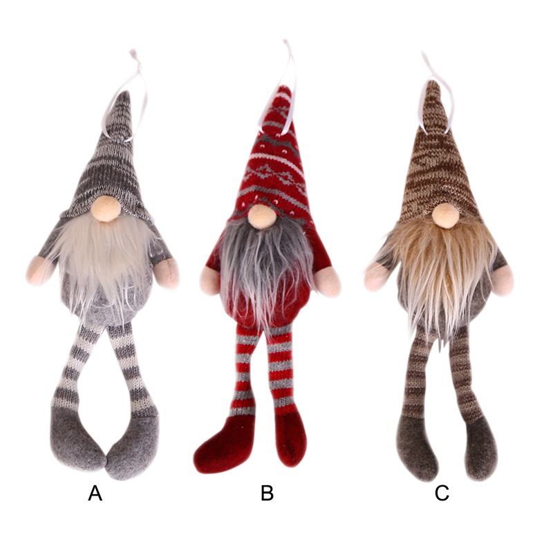 

Christmas Pendant Knitted Long Leg Gnome Doll Xmas Tree Drop Ornament Holiday Decor Gift H