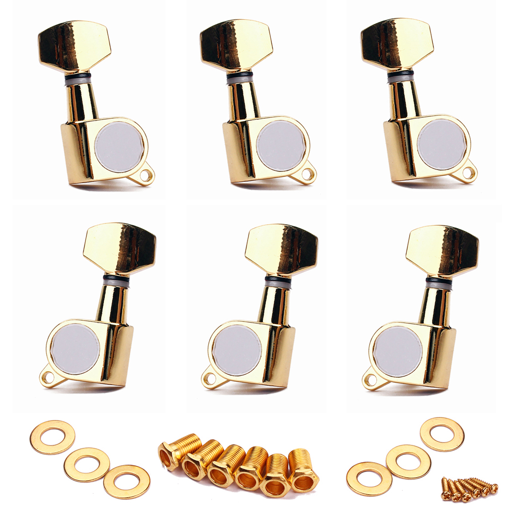 

Electric Folk Guitar Tuning Pegs Tuners Machine Head Inline Golden 3R3L