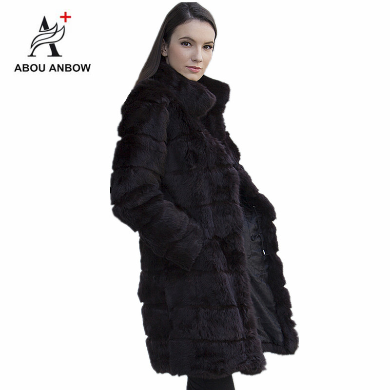 

2019 New Winter Real Fur Coat Jacket Warm Soft Black Bright Long Fur Coat Women Christmas Dress