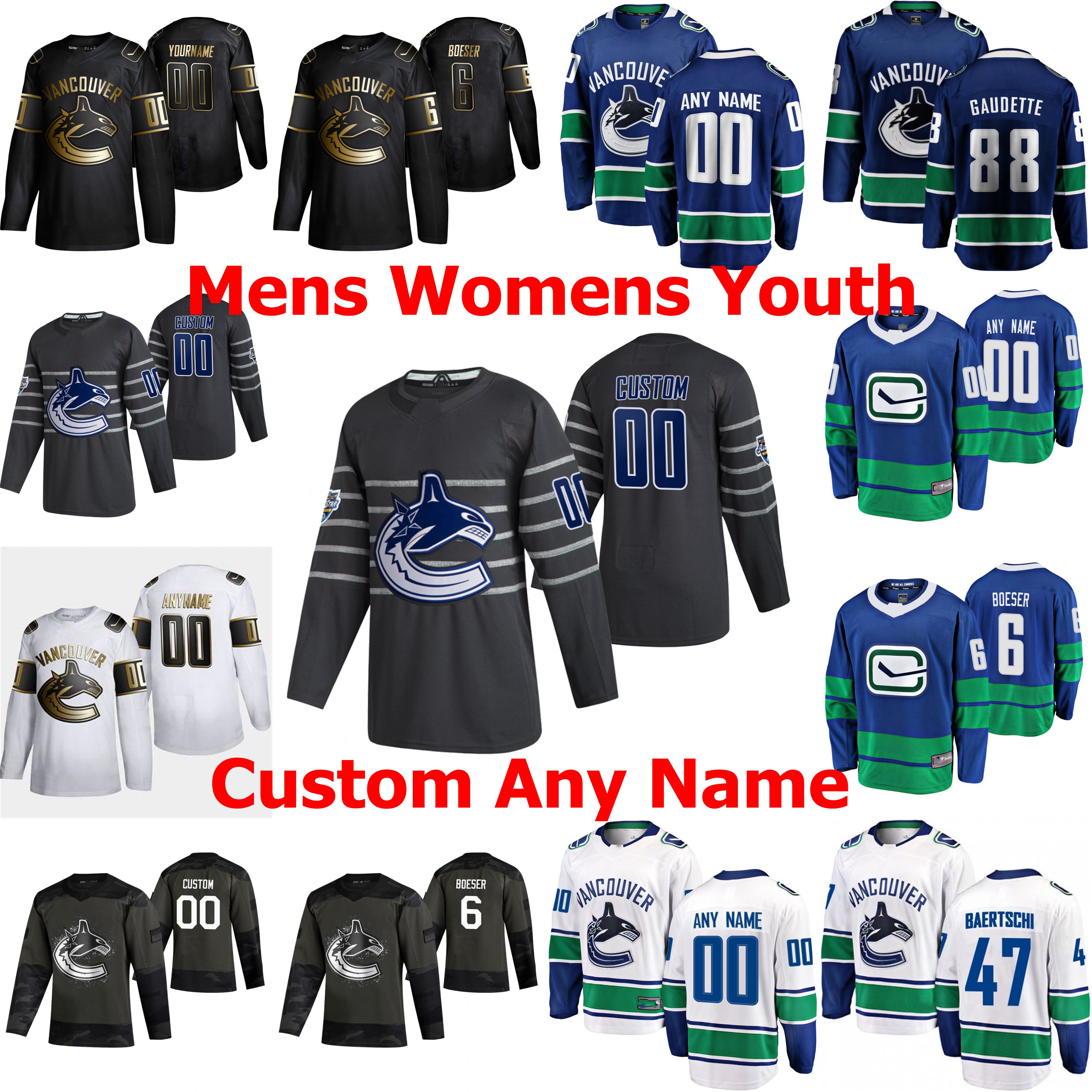 

2020 All-Star Vancouver Canucks Jersey Louis Domingue Tyler Toffoli Elias Pettersson Brock Boeser Bo Horvat Hockey Jerseys Custom Stitched, Youth blue home