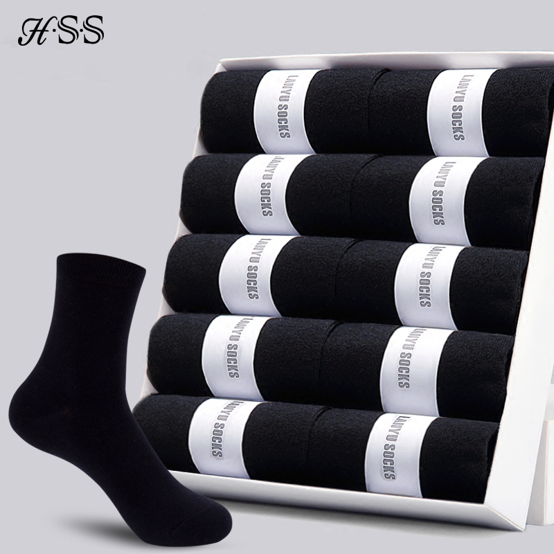 

HSS Brand Men's Cotton Socks New style Black Business Men Socks Soft Breathable Summer Winter for Male Plus Size (6.5-14, 2white3black