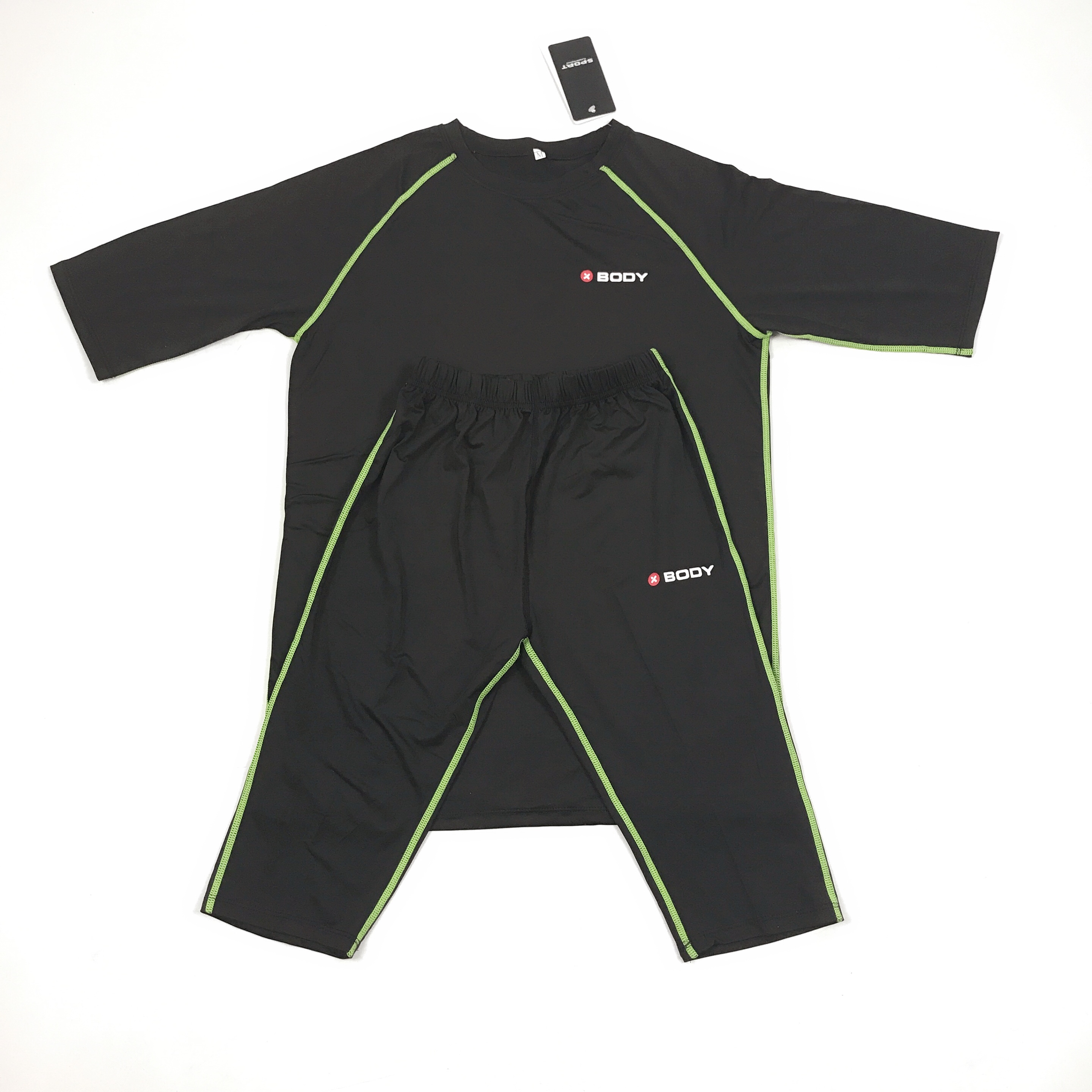 

wholesale xbody ems body suit for fitness ems training machine used for gym fitness sports yoga club with 47% lyocell+44% polyamide+9% elastan, Black with purple stitching