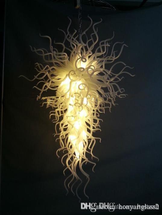 

100% Mouth Blown Borosilicate Italian Style White Crystal Led Light Residential Light Fixtures Hand Blown Glass Chandelier Light
