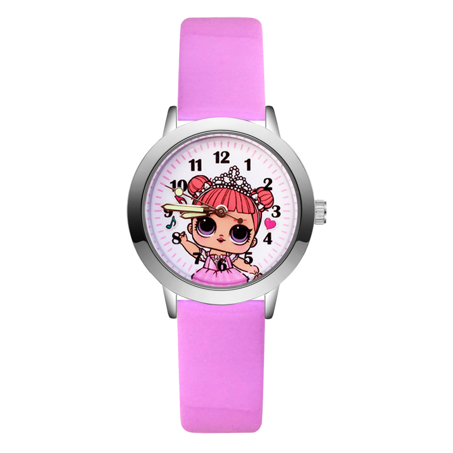 

Fashion Cute pretty girl style Children's Watches Kids Student Girls Boys Quartz leather Wrist Watch Clcok, Pink