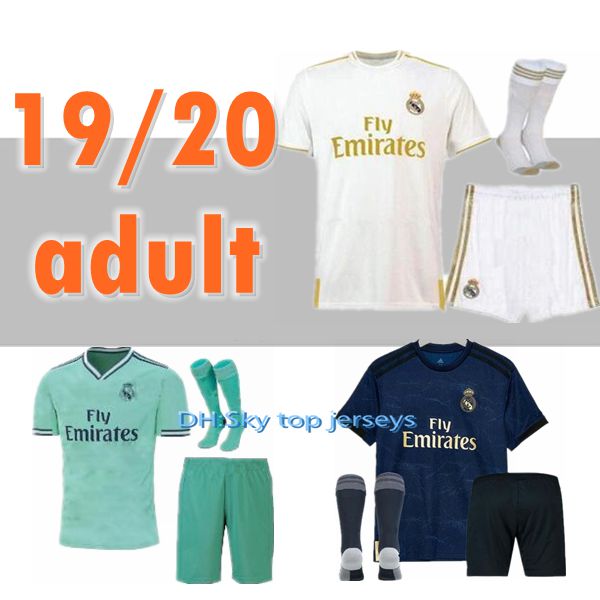 

new adult kit 19 20 real madrid SOCCER jerseys 2019 2020 hazard camiseta de futbol BENZEMA bale MARIANO third home away men football shirt, Black