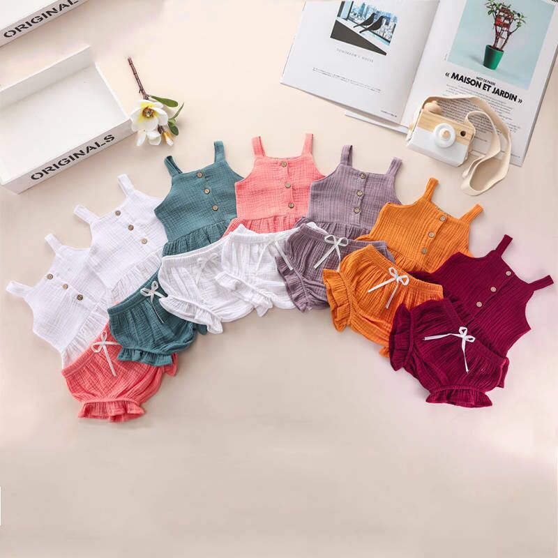 

2020 Summer Baby Girl Clothes Suit Cotton Comfortable Vest+PP Pants 2pcs Set Casual Child Girl Outfit Kids Clothes