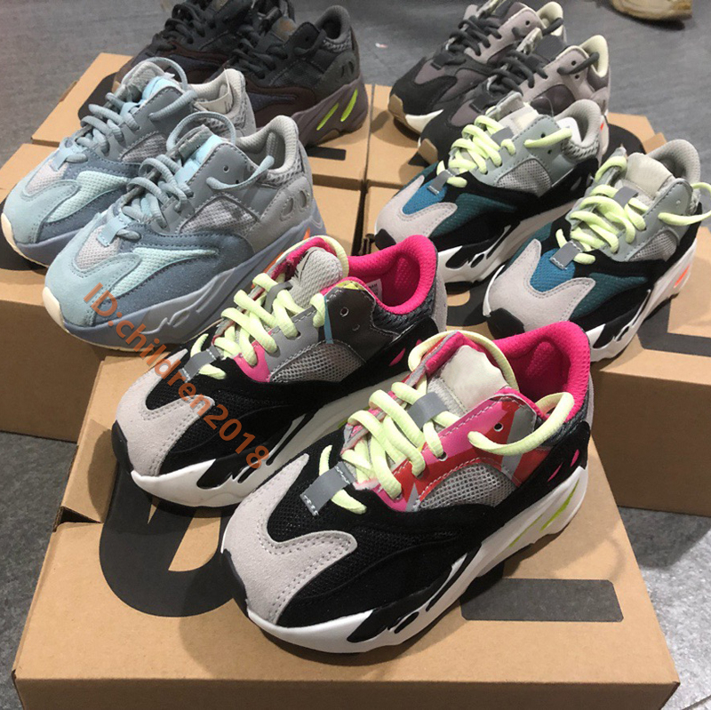 

Brand 700 Running Shoes For Infant 2020 Kanye West Infant Kids Sneakers Wave Runner Solid Grey Mauve Inertia Children Shoes Size 26-35