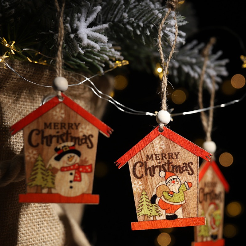 

Creative Wooden Pendant Ornaments DIY Wood Crafts Xmas Tree Ornament for Christmas Party Decorations Kids Gift