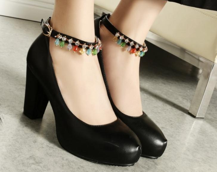 

2019 Women's shoes in Spring and Autumn with New style High heel Coarse heel round head @4055, Pink