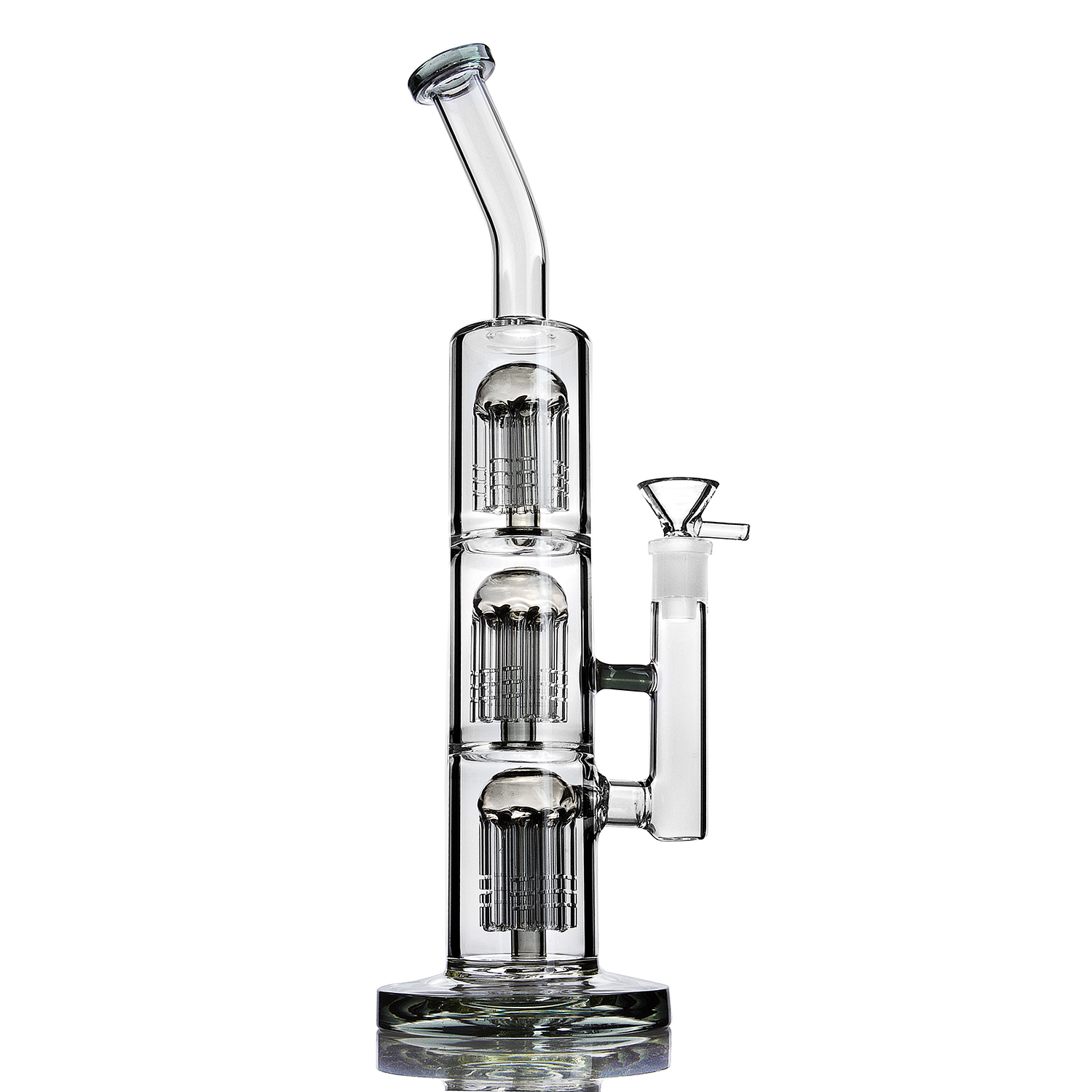 

Grey Unique glass water pipes glass bubbler glass bongs triple arm tree perc bong 14 mm joint bowl