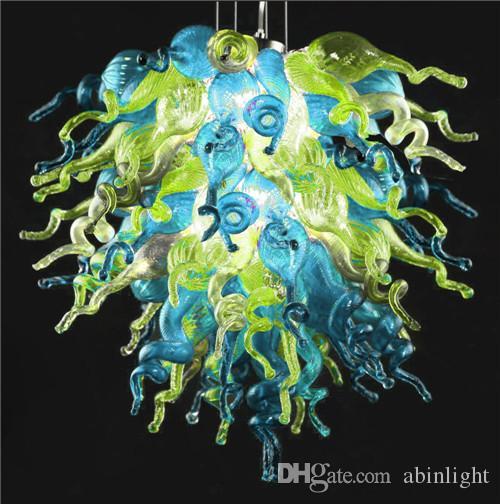 

New Designer Blown Glass Chandeliers Colored Murano Glass Artistic Small Pendant Lamps with LED Bulbs for Hotel Decor