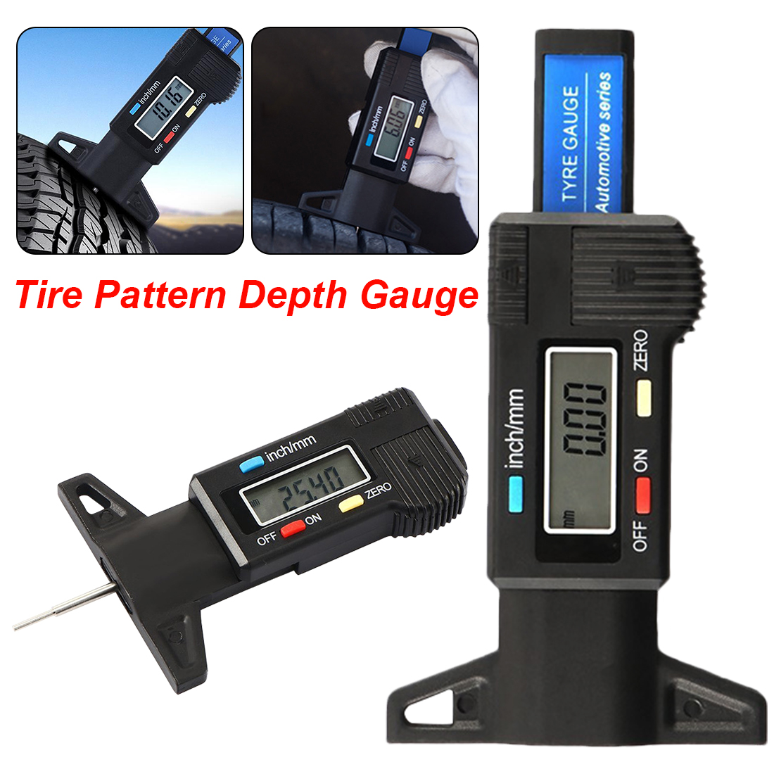 

Digital Tire Tread Depth Gauge Meter Measure LCD Display Tread Checker Tire Tester For Cars Trucks 0-25.4mm