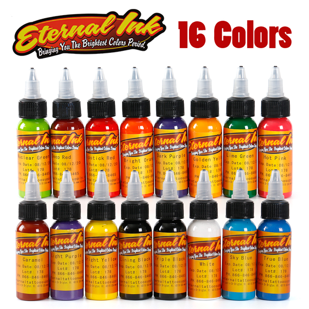 

16 Colors 30ml / Bottle Tattoo Ink Black Permanent Body Art Paint Micro Pigment Brown Eyebrow Eyeliner Lip Tattoo Art Beauty