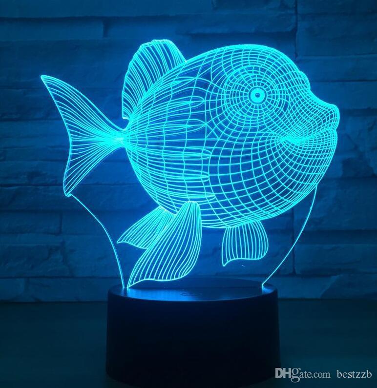 3D LED Night Light Fish Design 7 Color Touch Switch Led Lights Plastic Lampshape 3D USB Powered Night Light Atmosphere Novelty Lighting-image-525011631