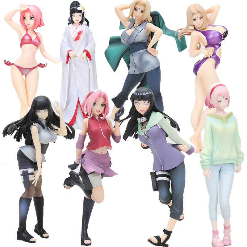

Anime Naruto Gals Shippuden Tsunade Hyuuga Hinata Sakura Haruno Swimsuit Ver. PVC Figure Model Toys MX200319