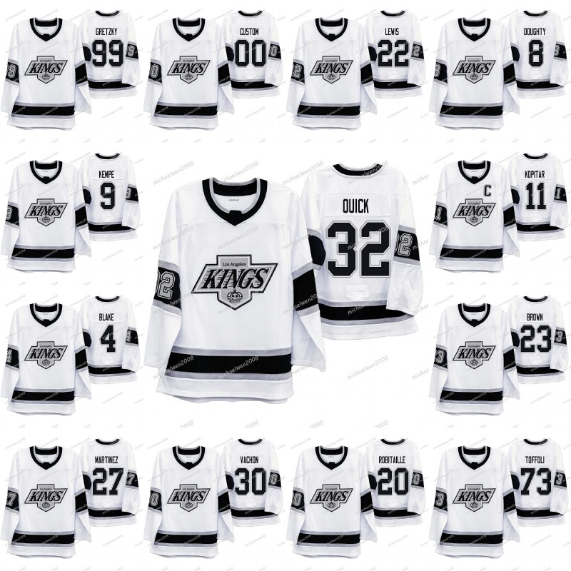 

2019 Los Angeles LA Kings 90s Era Heritage Jerseys 32 Jonathan Quick Anze Kopitar Dustin Brown Iafallo Doughty Campbell Kovalchuk Turcotte, 11 anze kopitar