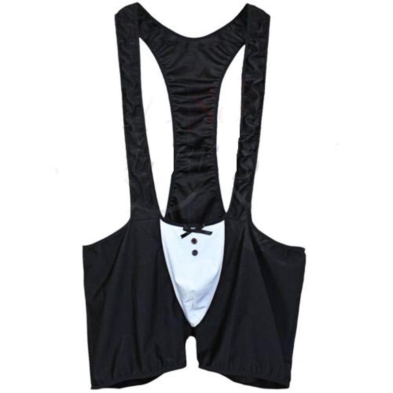 

Men Sexy Servant Jockstrap Wrestling Singlet Mankini Jockstrap Briefs French Maid Role Play Bodysuit Fetish Lingerie Costume, Black