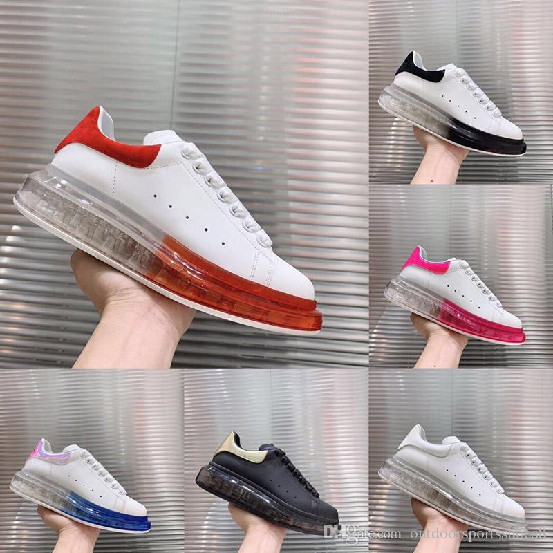 

2020 Luxury Shoes Top Quality White Air cushion Platform Shoes Men Women Comfort Sneakers Leather fashion Lace Up Designer Trainers shoe, Color 5