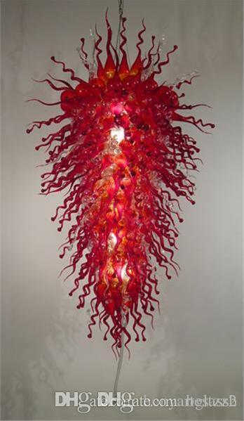 

Free Shipping 100% Mouth Blown Borosilicate High Quality Murano Red Glass Art Decor Modern Crystal Chandeliers Pendant Lamps