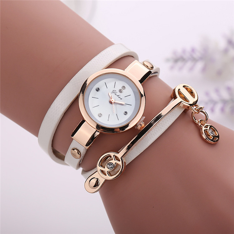 

FeelinGirl 2017 Fashion New Summer Style Leather Casual Bracelet Watch Wristwatch Women Dress Watches Femininos Watch, Slivery;brown