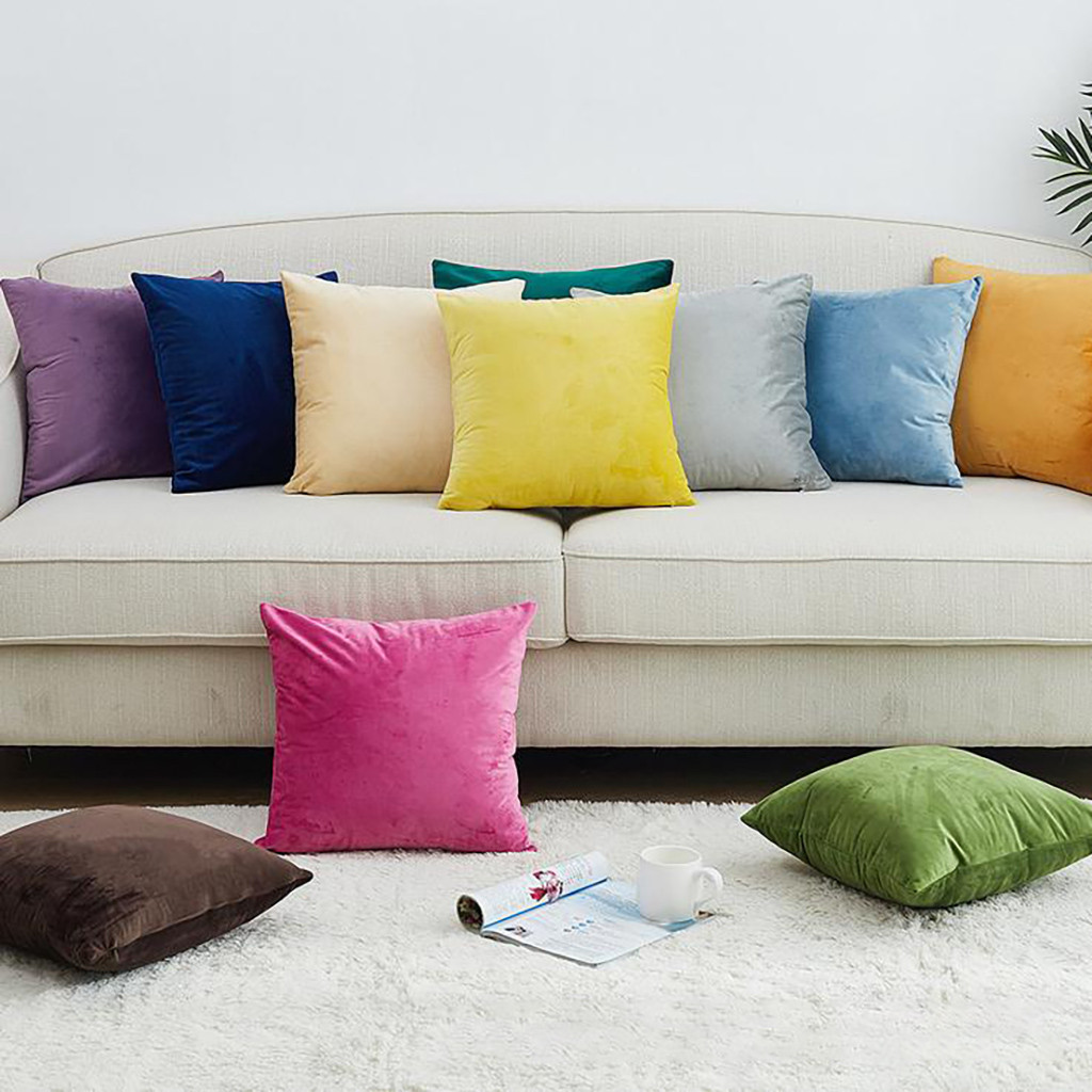 

KXAAXS Pillow Cover solid color Cotton Blend Cushion Cover For Living Room Sofa 45x45 cm Blue Home Decorative#a724y35, Beige