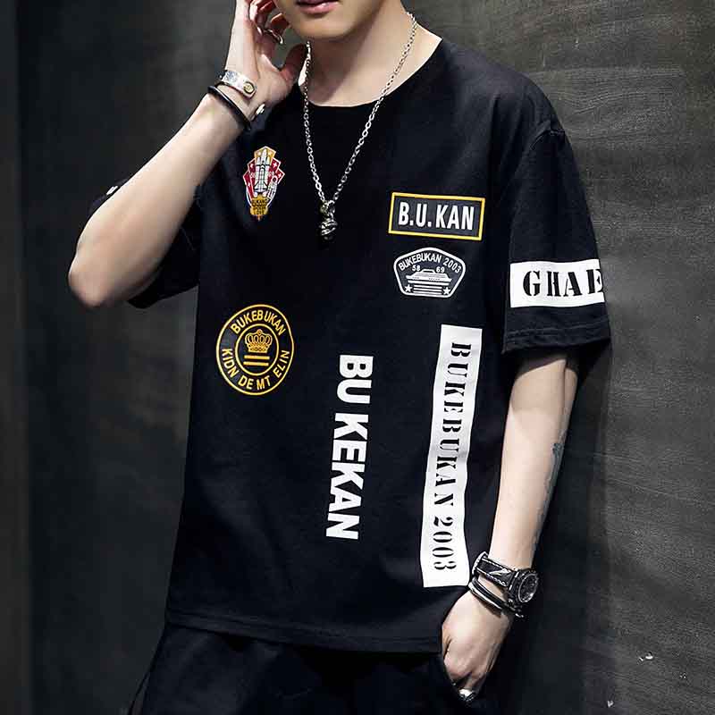 

Men's T-Shirts 2020 New Arrival Mens Fashion Letter Print Crew Neck Hip Hop T-shirt Casual Men Breathable Loose Tee Size -4XL, White