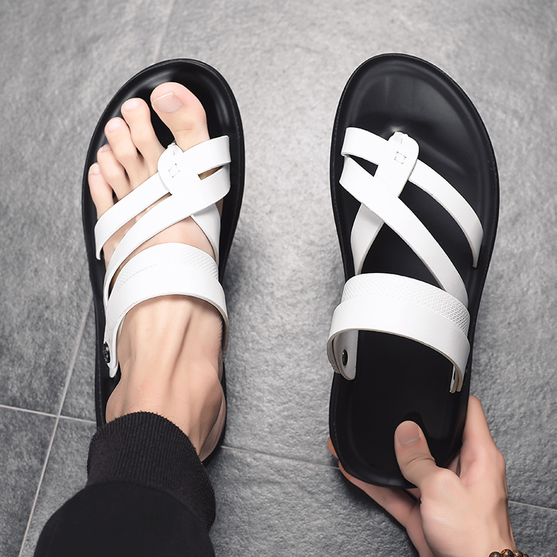 

Genuine Leather Mens Sandals Summer Beach Sandals Men Casual Comfortable Shoes Man Outdoor Shoes Sandalia, Black