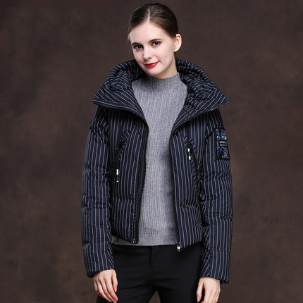 

Hight Quality 2020 New Jacket Women Parka Short Warm Thick 90% Duck Down Jackets Female Striped Abriogs Mujer LX1013, Black