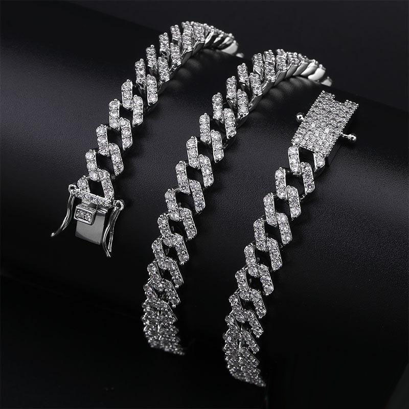 

Cuban Chains Necklace For Men Gold Silver Hip Hop Iced Out Paved Bling CZ Rapper Necklace Jewelry