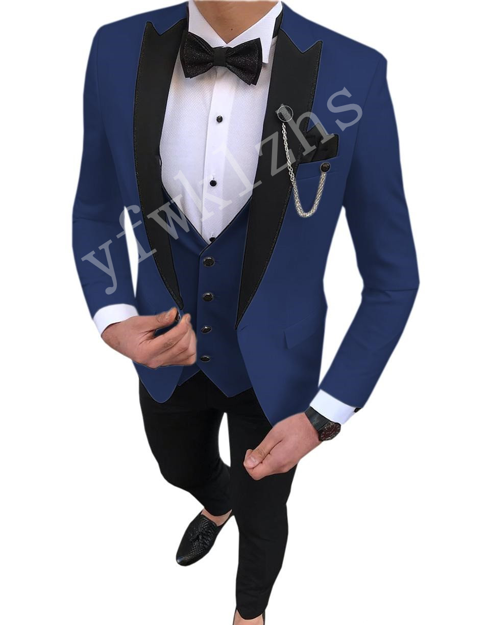 

Handsome Groomsmen Peak Lapel Groom Tuxedos Mens Wedding Dress Man Jacket Blazer Prom Dinner 3 Piece Suit(Jacket+Pants+Tie+Vest) B399, Same as image