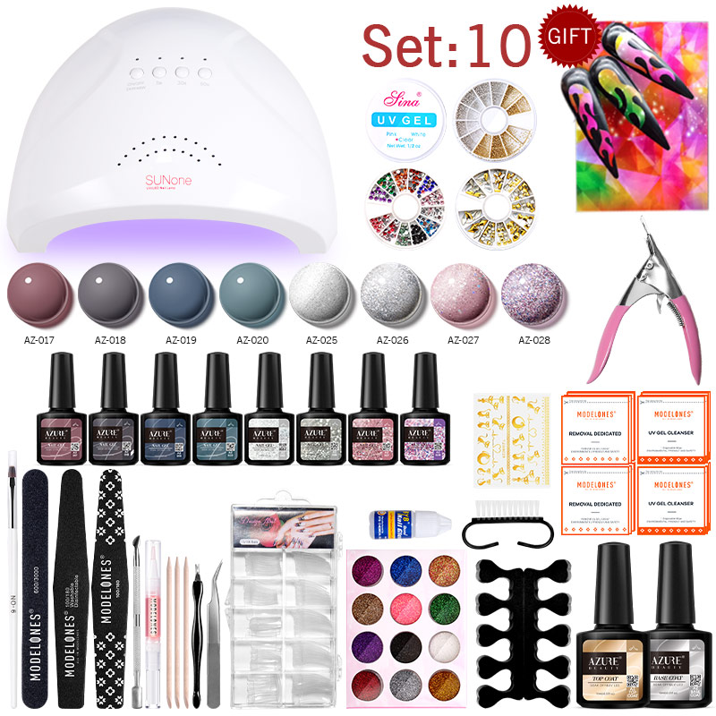 

BEAUTY 33Pcs/Lot 48W Fast Cure Led Nail Lamp Gel Polish Nail Art Manicure Tools Set Soak Off Long Lasting Hybrid Gel Kits