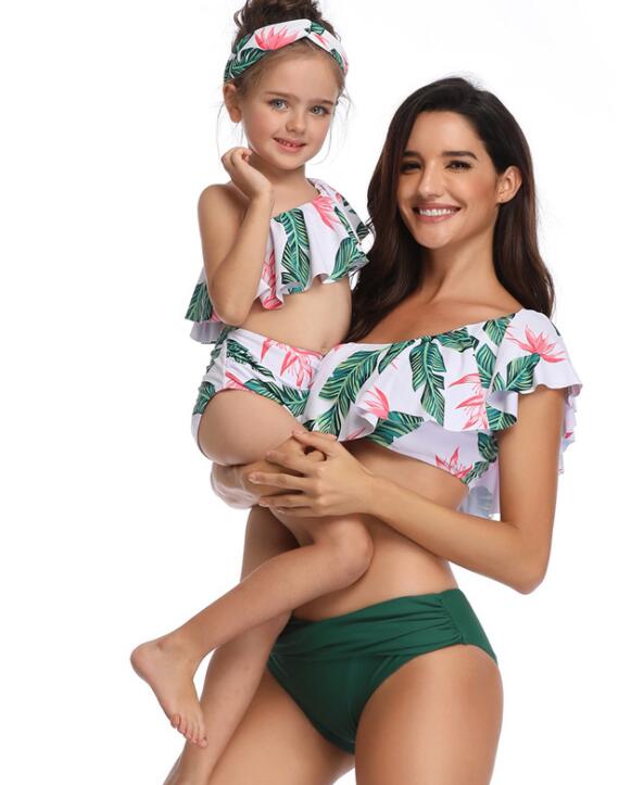 

childrens mermaid one piece high waist flash mother daughter parent child print sexy yakuda flexible stylish leopard print bikini sets