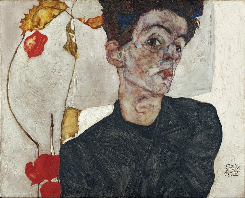 

Egon Schiele Self Portrait with Physali Home Decor Handcrafts /HD Print Oil Painting On Canvas Wall Art Canvas Pictures 191114